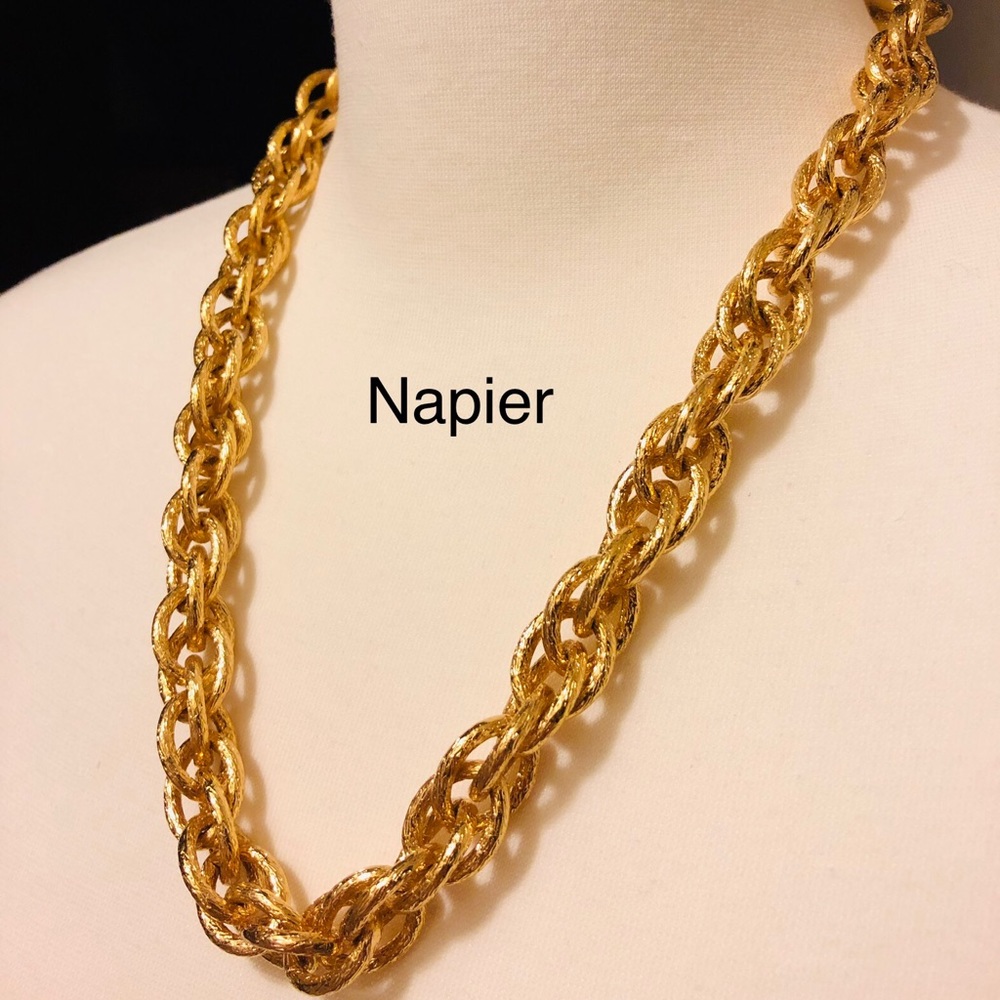 Vintage Napier Gold Rope Chain DoubleLink Necklace